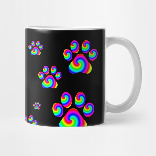 Rainbow Swirly Pawprint Pattern by Art by Deborah Camp